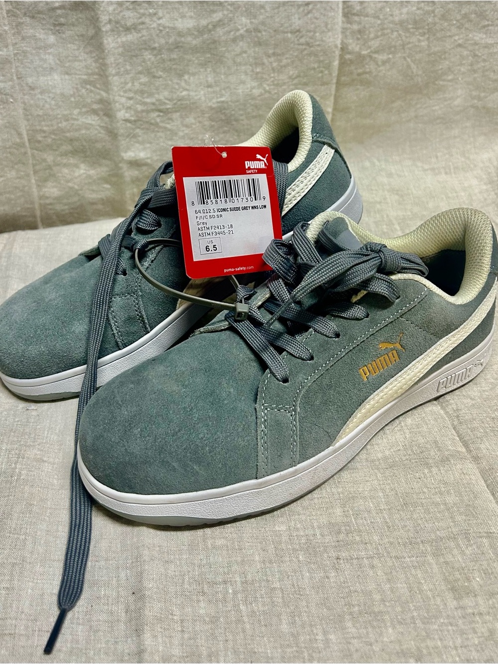 PUMA Womens Safety Iconic Suede Low Work Shoes — Size 6.5 Gray NWT